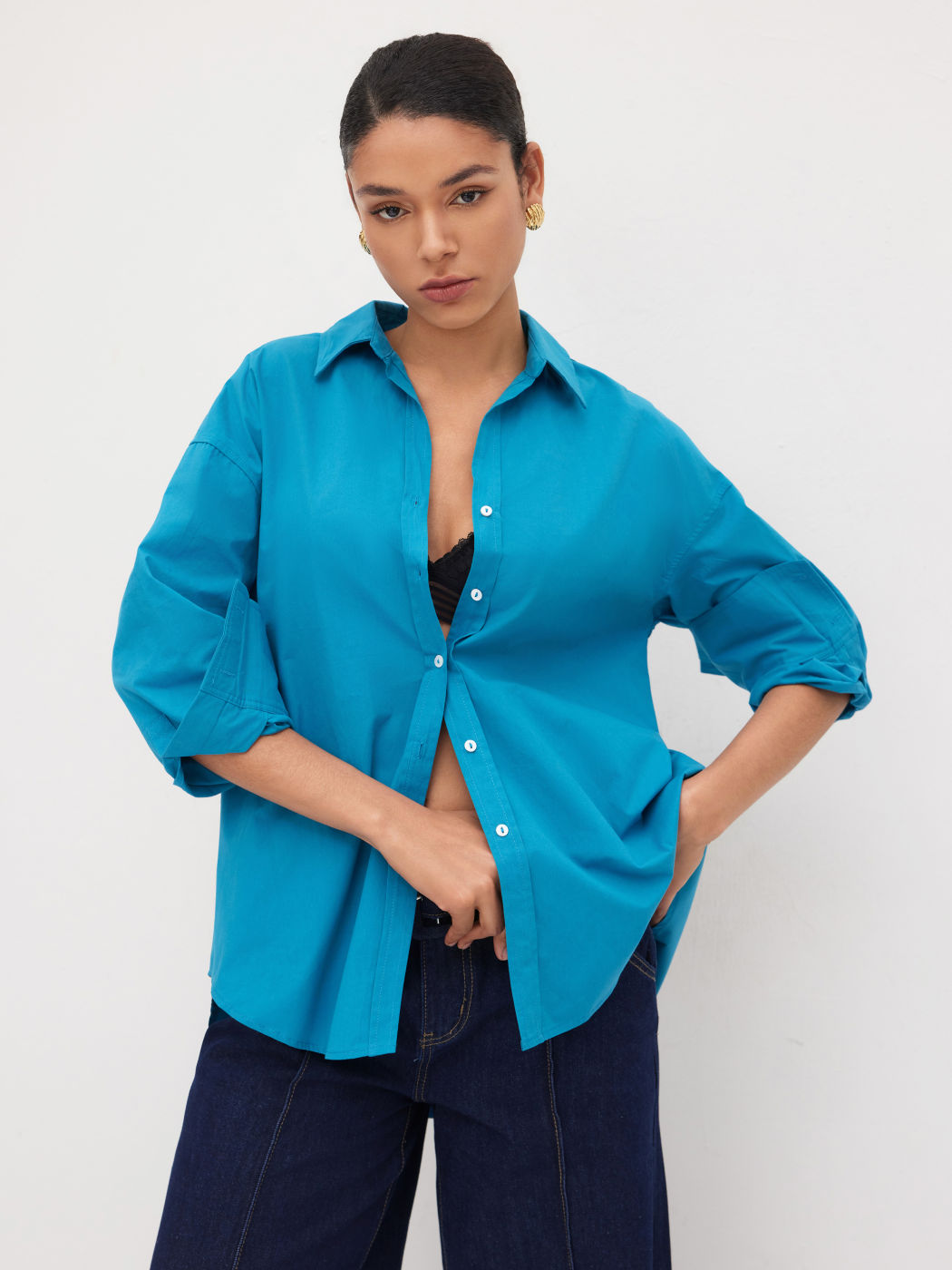 100% Cotton Collar Button Oversized Shirt
