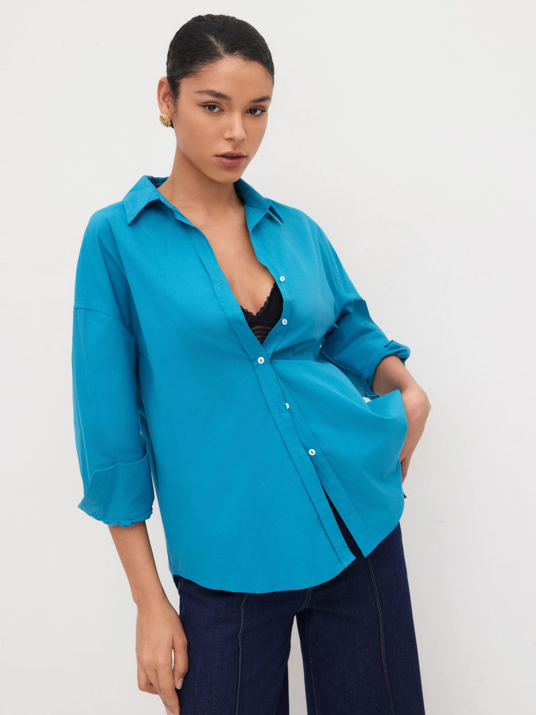 100% Cotton Collar Button Oversized Shirt