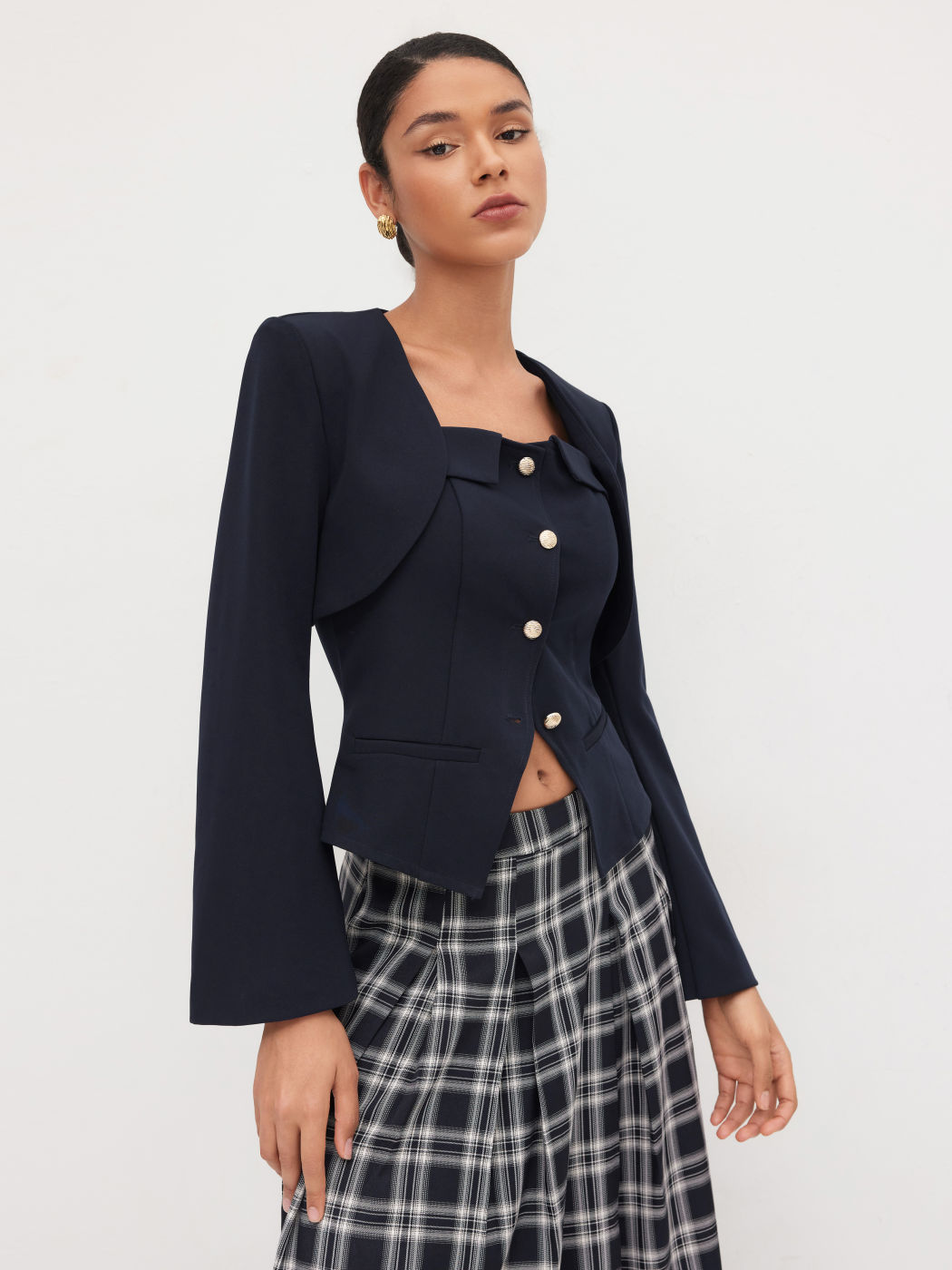 Round Neckline Crop Blazer