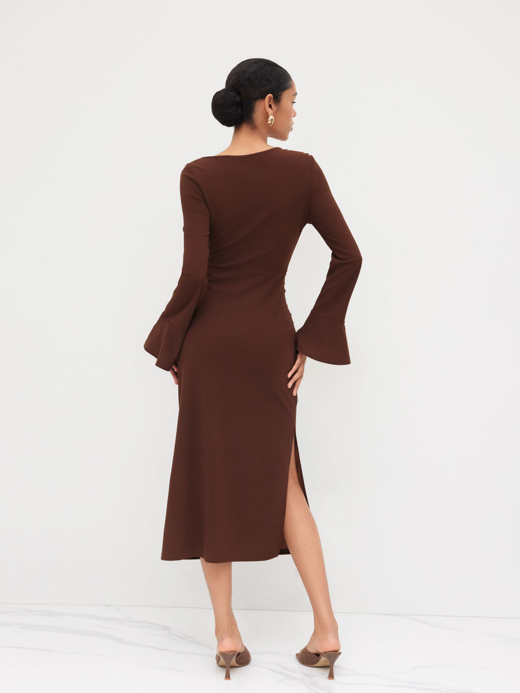 Asymmetrisches Neckholder Ruchedung Maxikleid