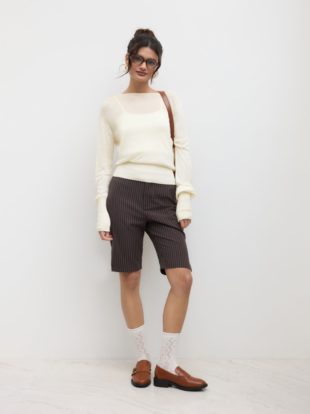 Oversized Off-shoulder Strickoberteil 2er-Set