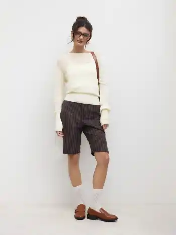 Oversized Off-shoulder Strickoberteil 2er-Set