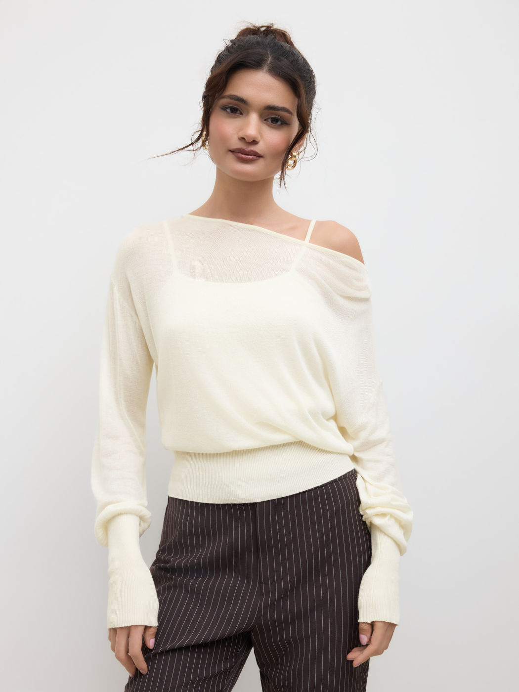 Oversized Off-shoulder Strickoberteil 2er-Set