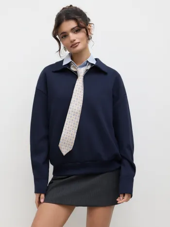 Collar Half Zip Oversized Sweatshirt