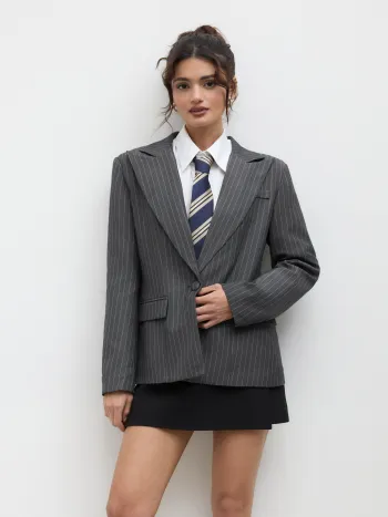 Collar Stripe Pocket Blazer