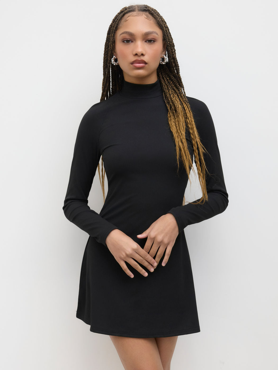 High Neck Ruffle Mini Dress