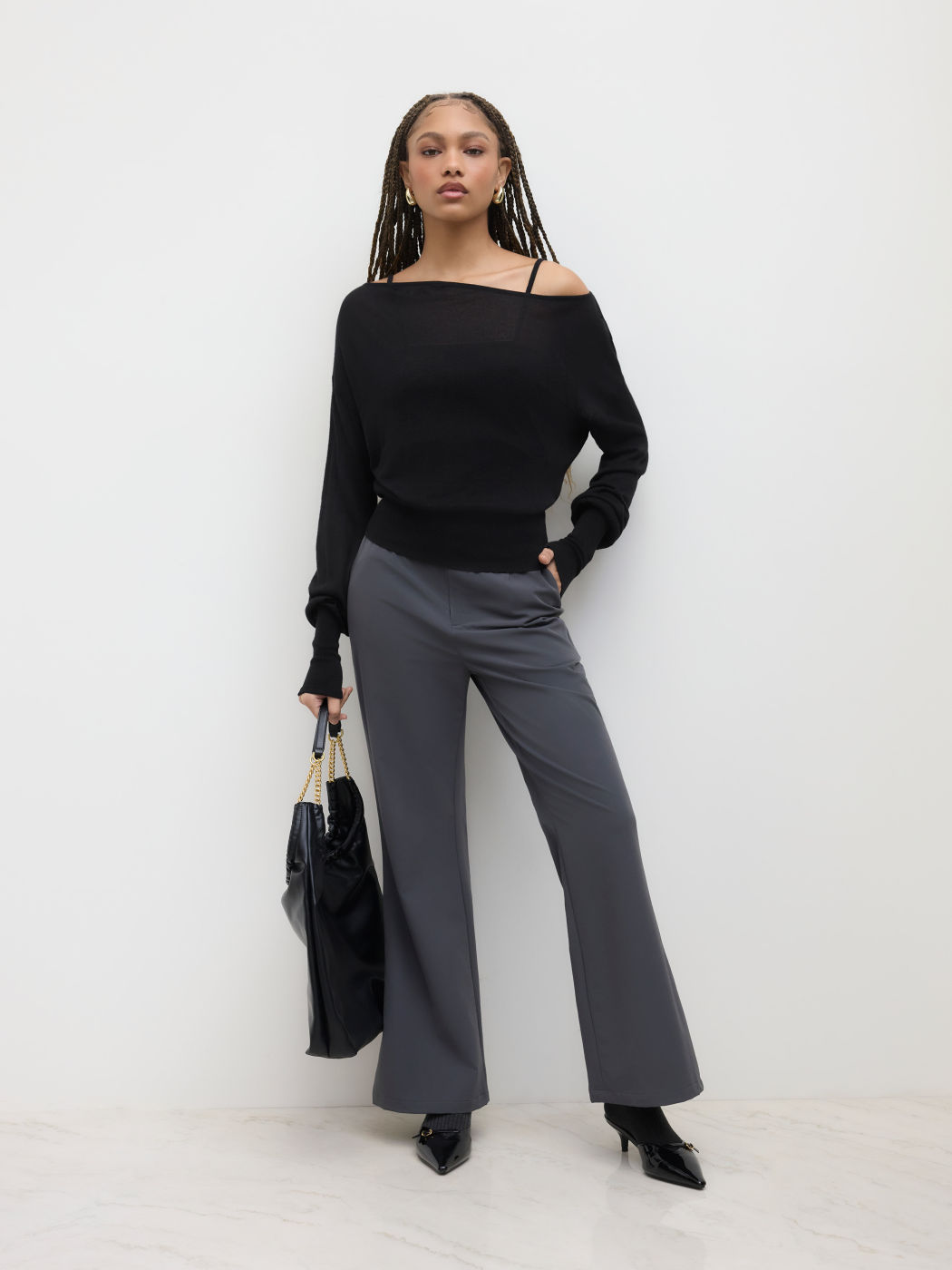 Oversized Off-shoulder Two-piece Knitted Top