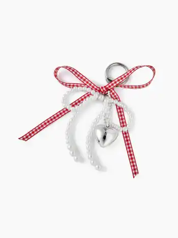 FAUX PEARL & BOWKNOT & HEART KEYCHAIN