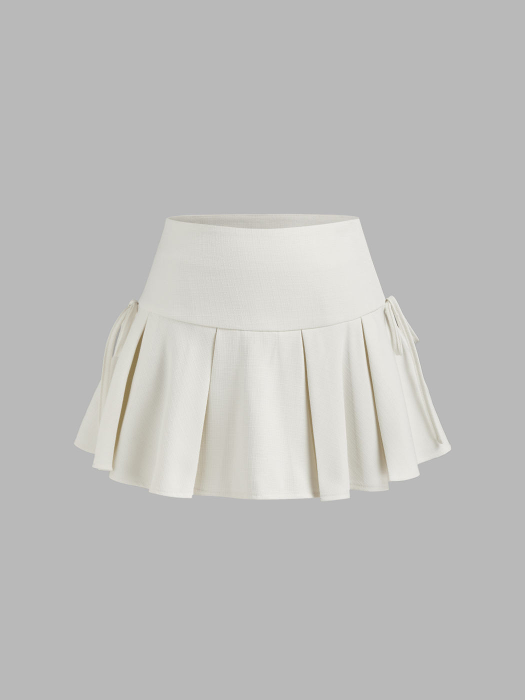 Mid Rise Pleated Bowknot Mini Skirt