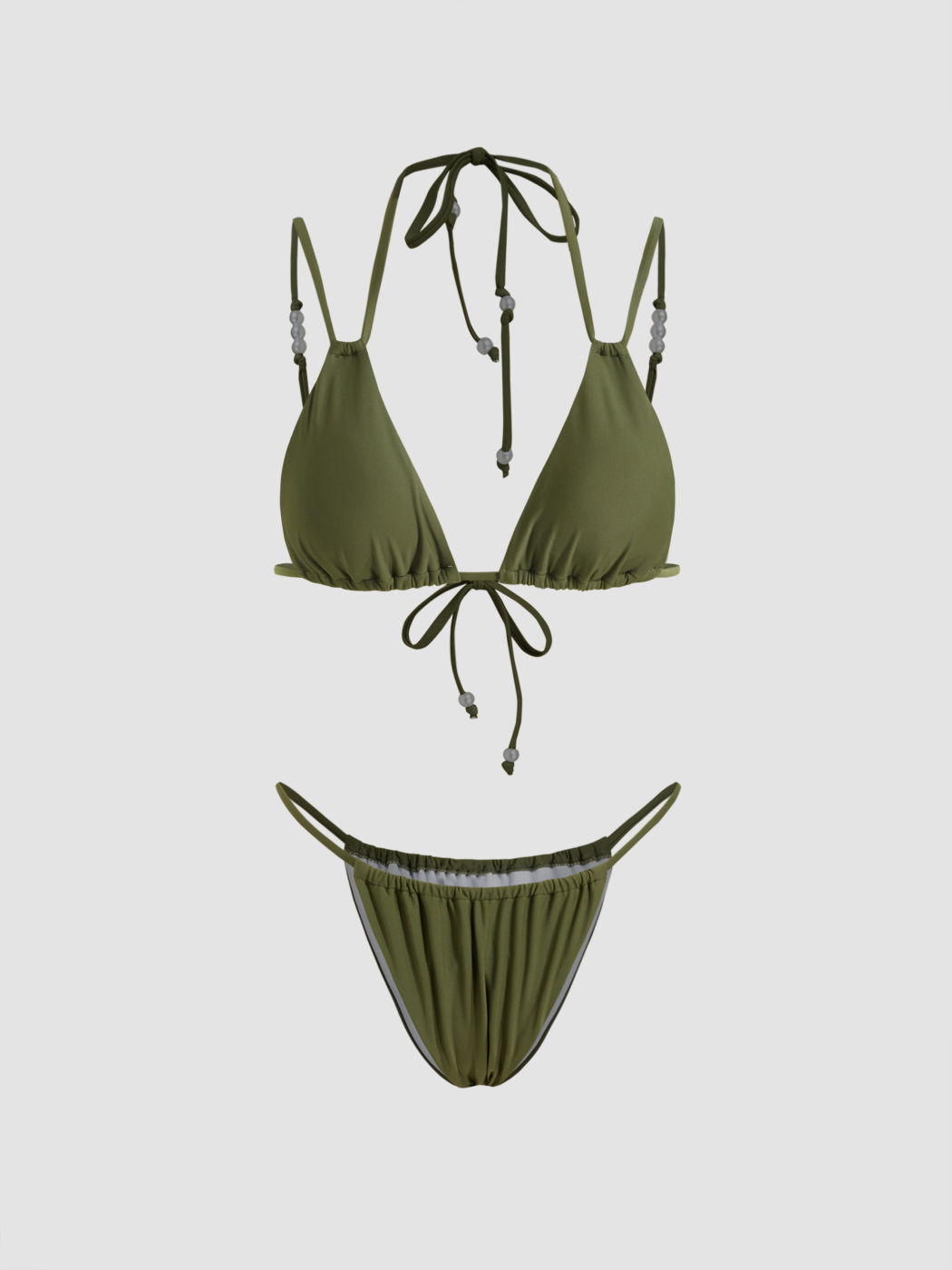 V-Ausschnitt Perlen Triangle Bikini Set