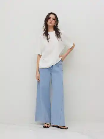 Cider Denim Low Rise Wide Leg Jeans