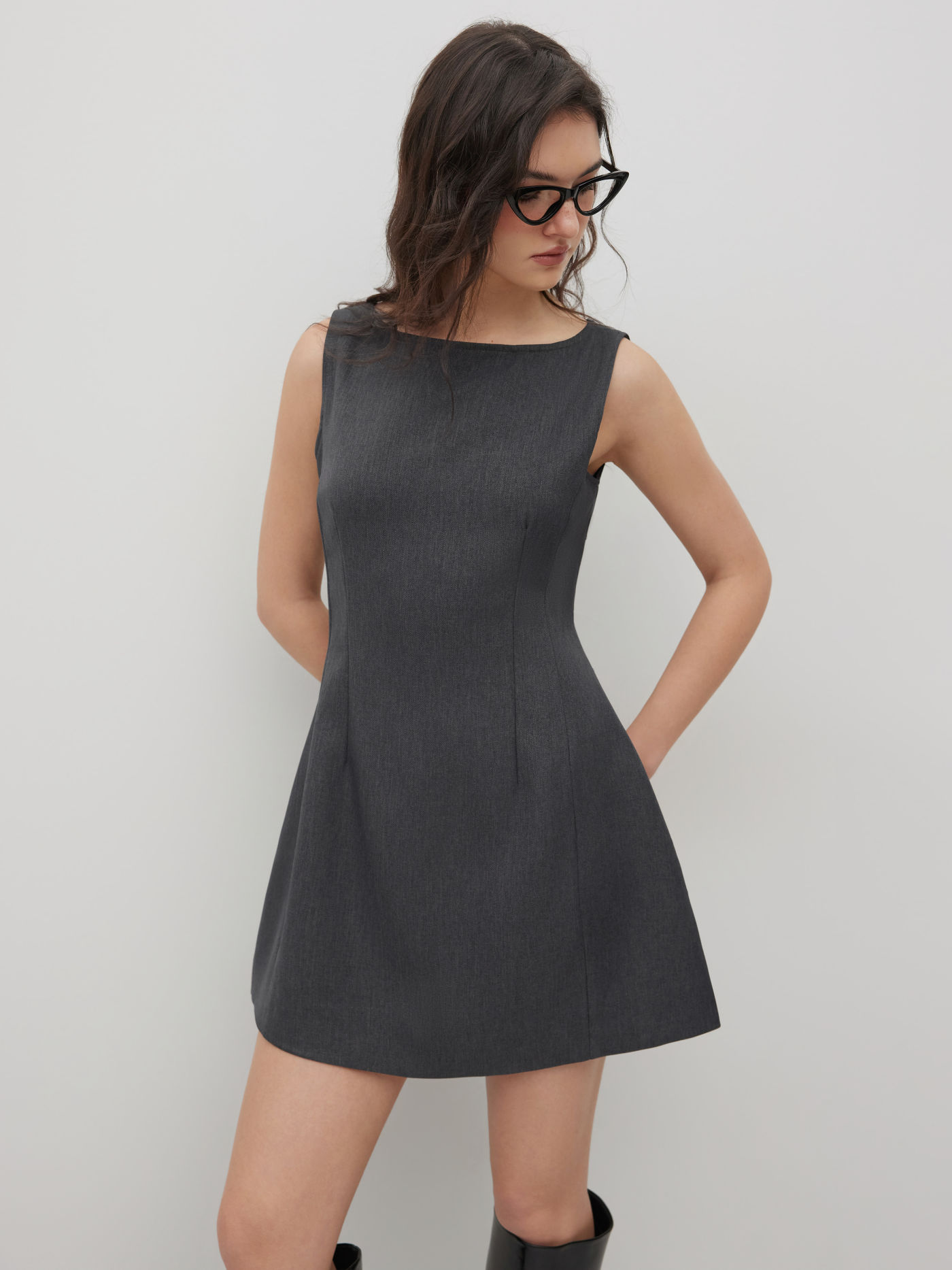 Boat Neck Mini Dress