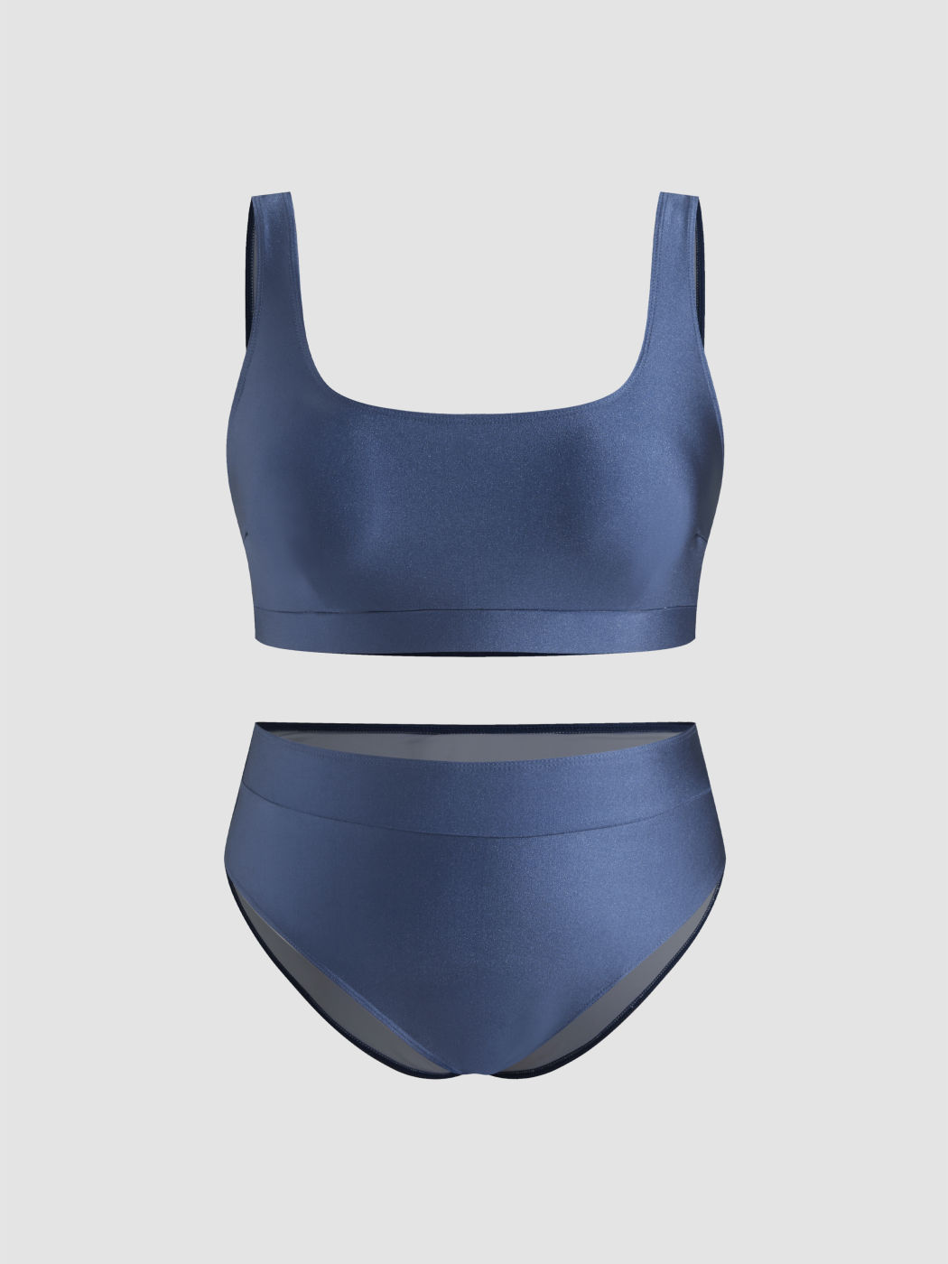 Square Neck Tankini Full Coverage Bikini Set Curve & Plus