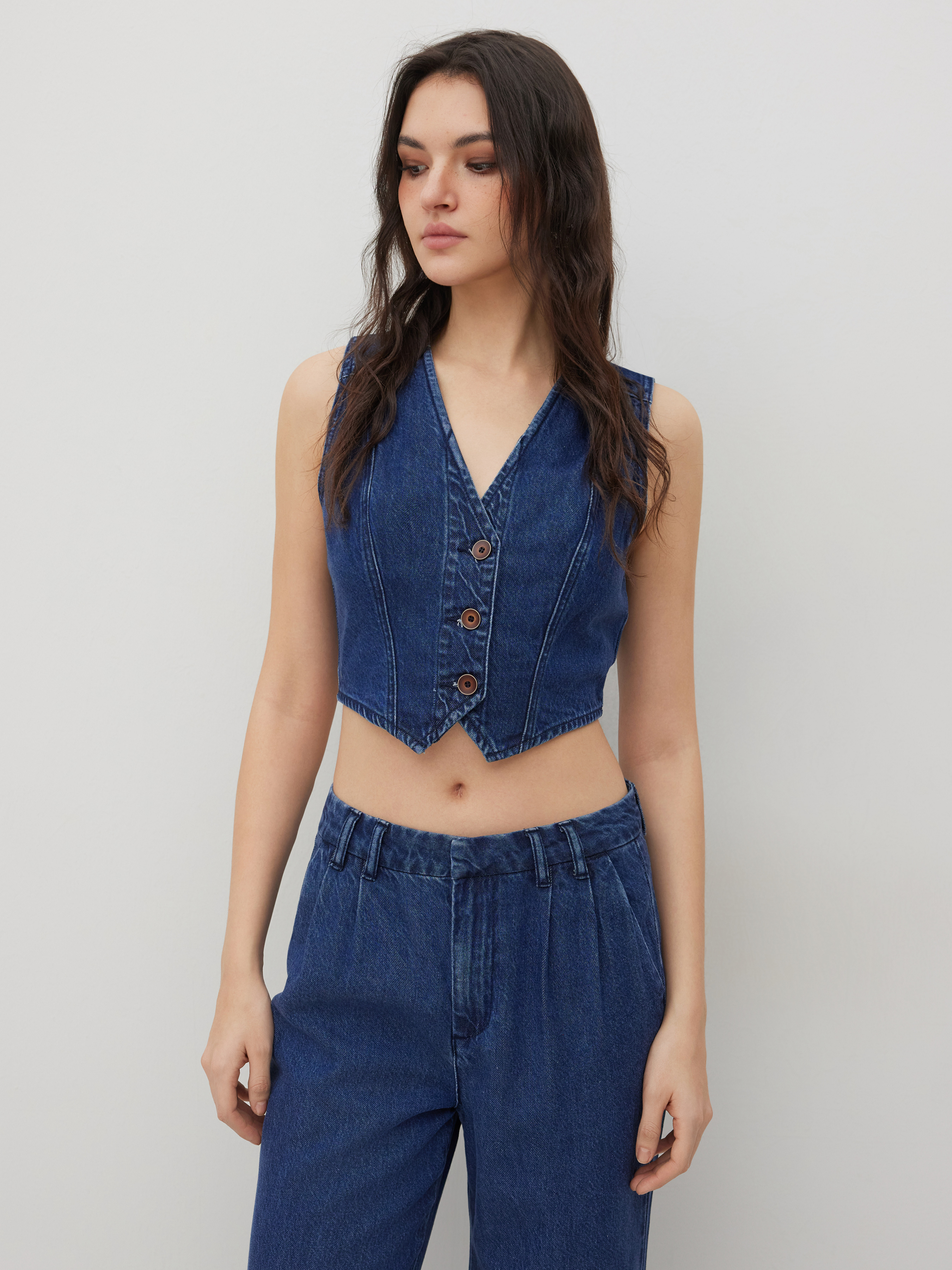 【DISCERNMENT】23SS★ DISCERNMENT's made denim crop vest Amazon.com: CIDER Women's Denim Vest V Neck Sleeveless Crop