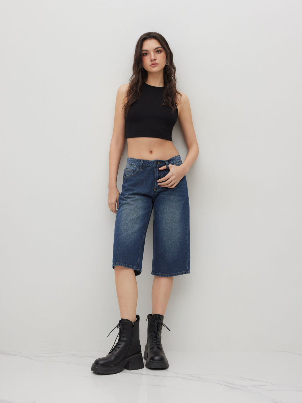 Cider Denim Low Rise Straight Leg Shorts
