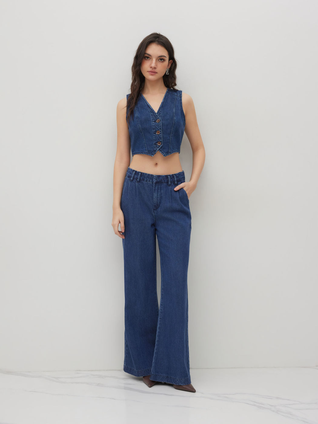 Cider Denim Mid Rise Wide Leg Jeans