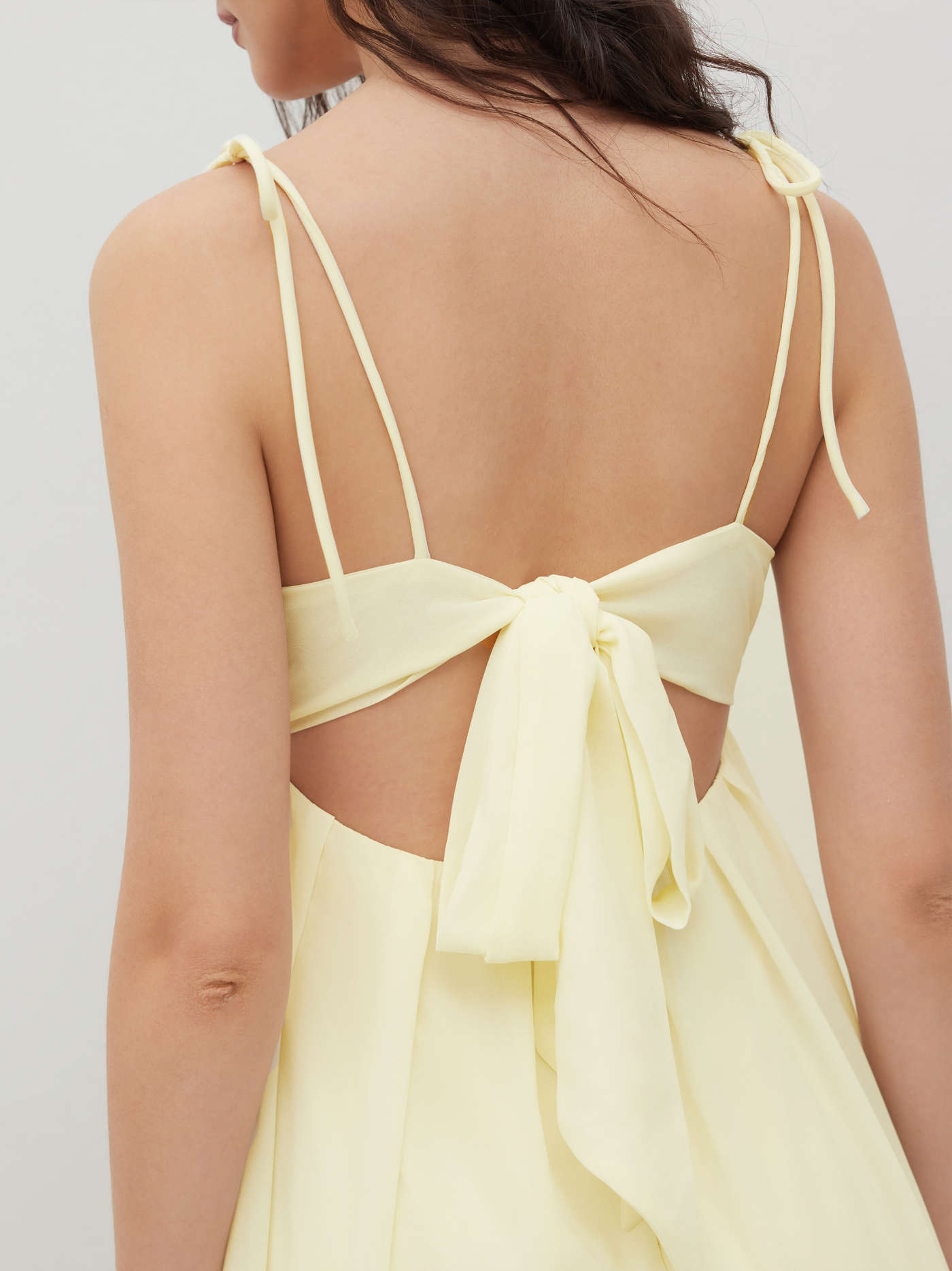 Chiffon Bowknot Cut Out Ruffle Mini Dress