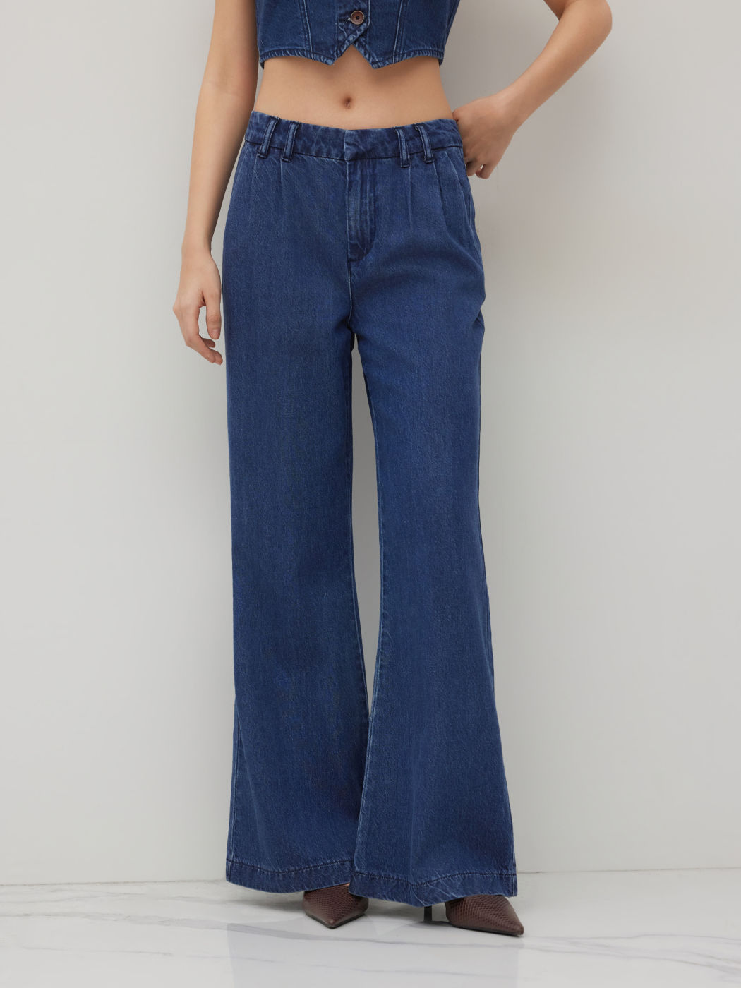 Cider Denim Mid Rise Wide Leg Jeans