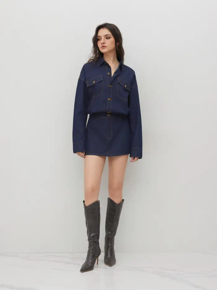 Denim Collar Button Jacket
