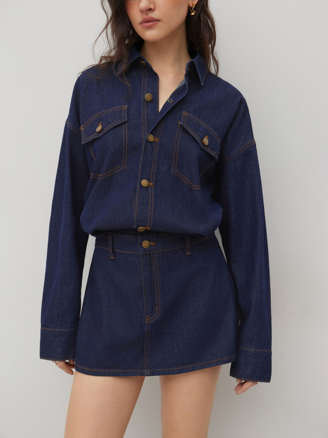 Denim Collar Jacket Mini Dress