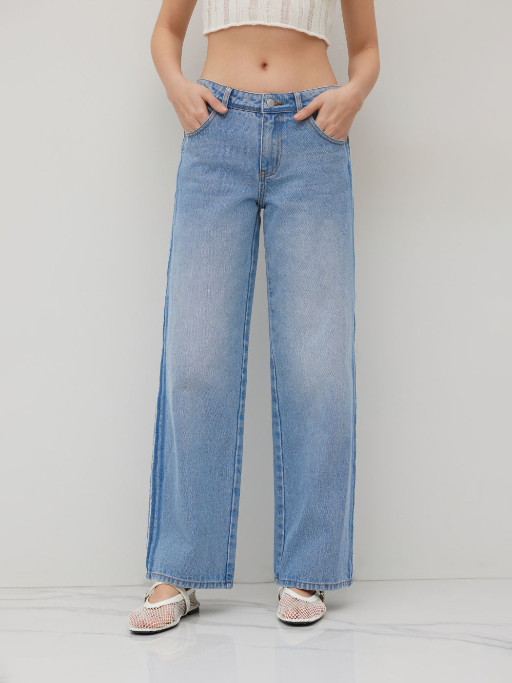 Cider Denim Low Rise Raw Trim Straight Leg Jeans