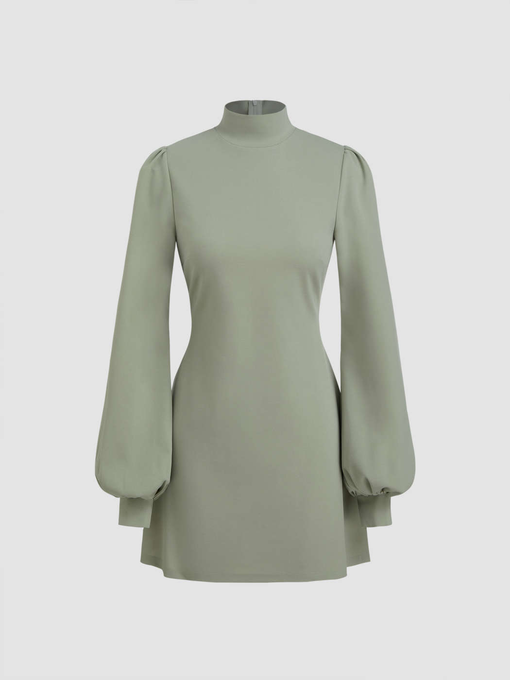 Tessuto in maglia Mini abito con maniche a sbuffo e volant a collo