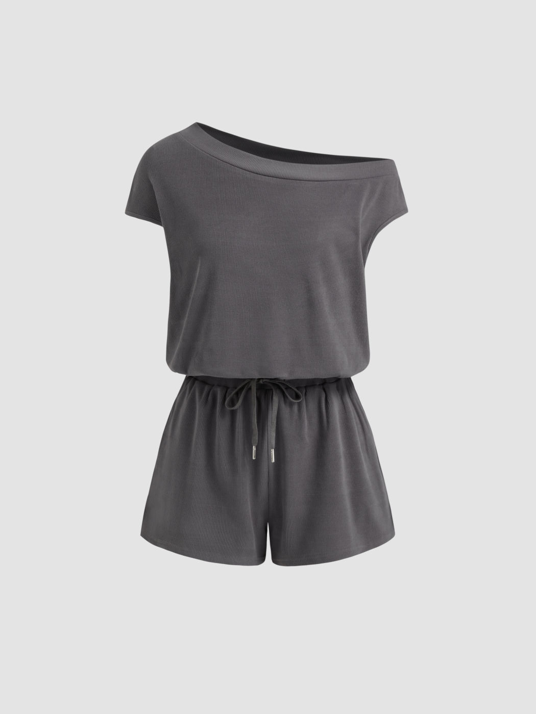 Romper mit asymmetischem Hals und Zugverschluss