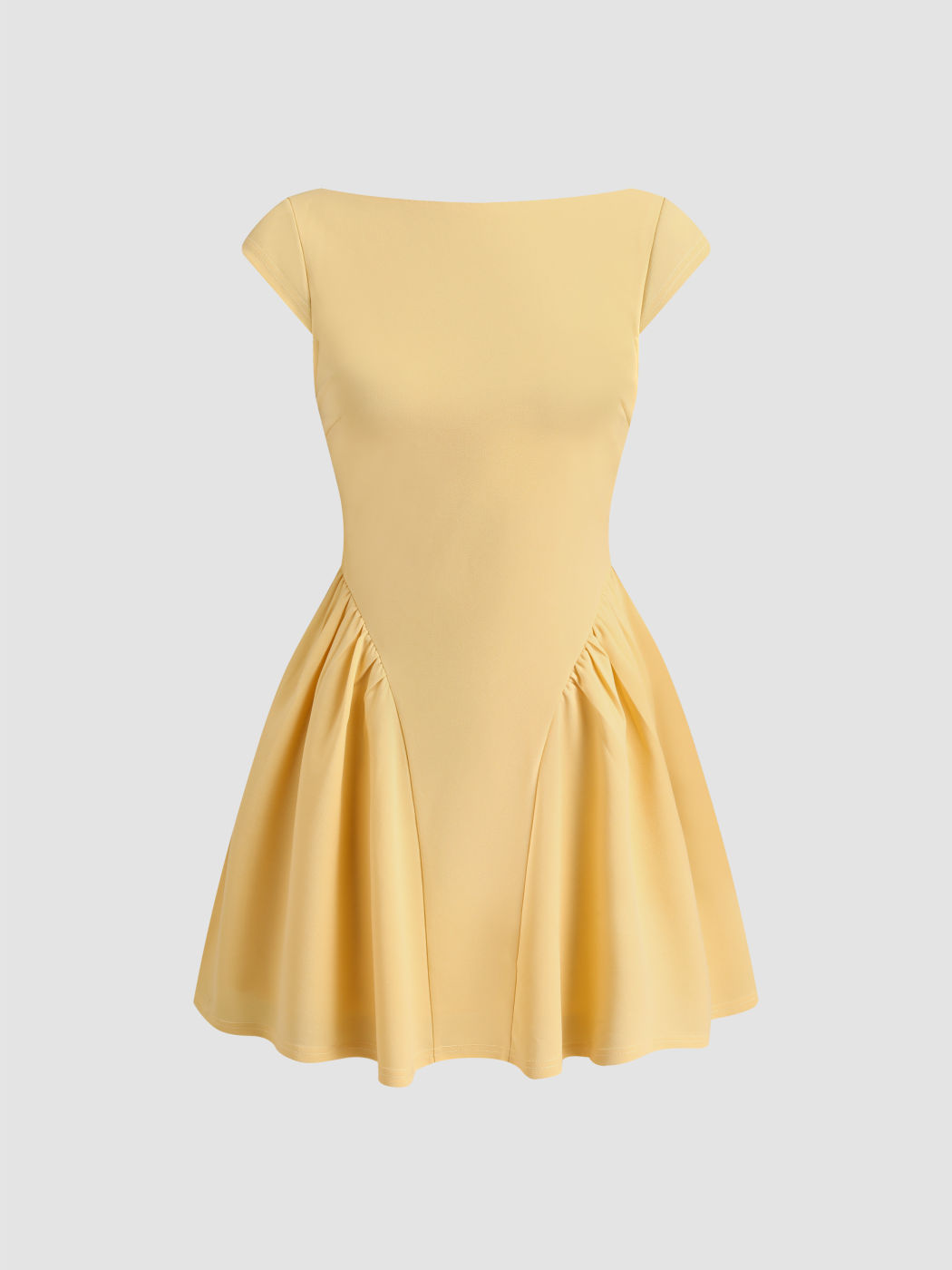 Boat Neck Backless Ruffle Knotted Mini Dress