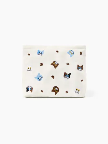 CAT EMBROIDERED MAKEUP BAG