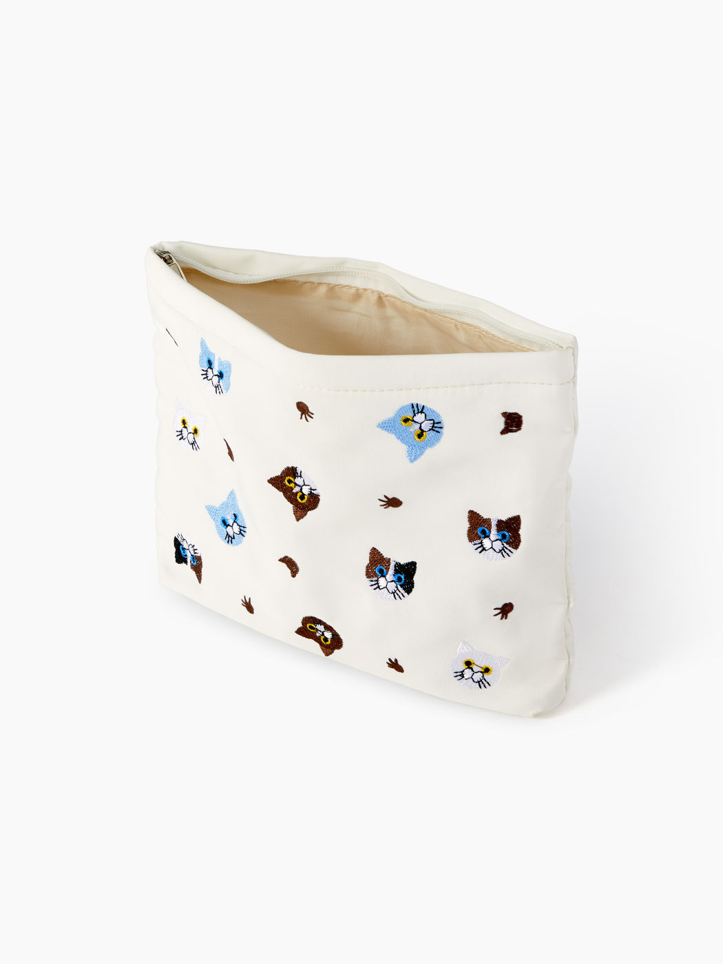 KATZEN-EMBRODIERTER MAKE-UP-SACK