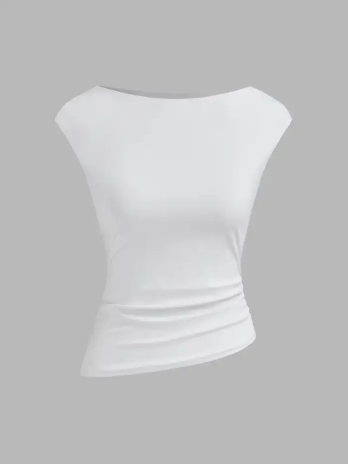 Contour Double Layered Asymmetrical Neck Tank Top