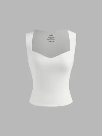 Kontur Doppelschicht Tank-Top mit Herzausschnitt & Baumwollmischung Mini-Split-Skirt mit elastischem Tailleband