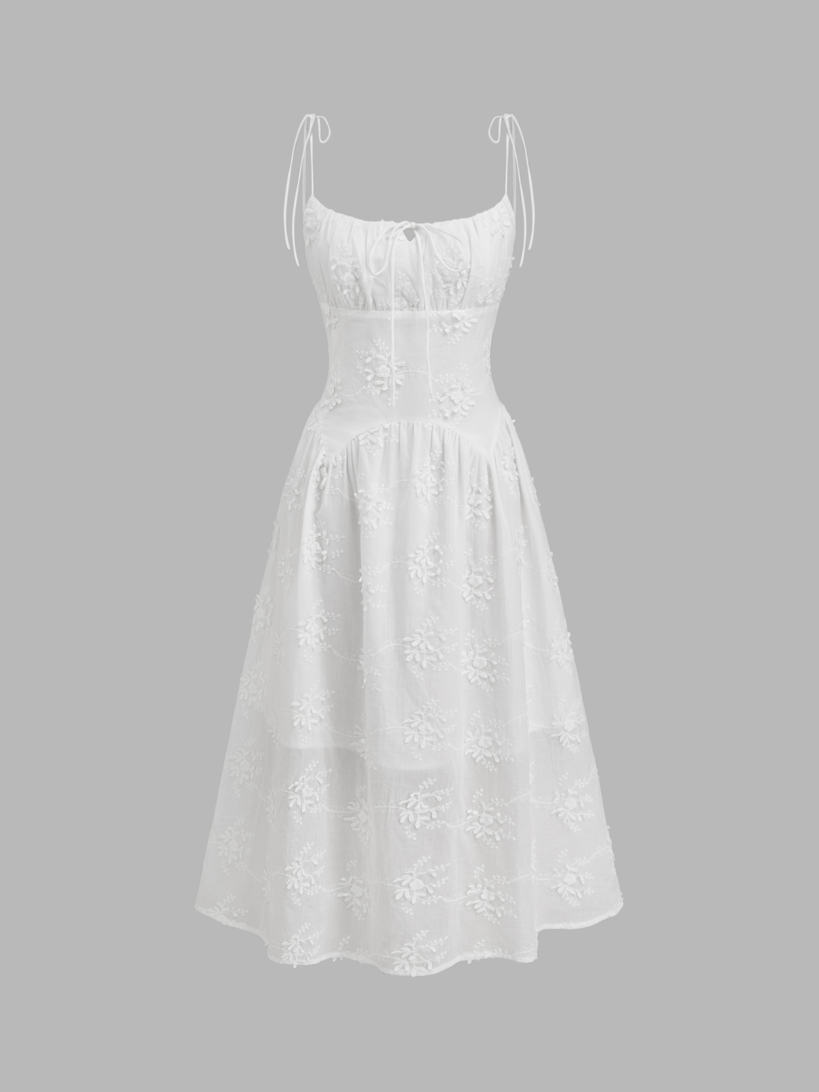 織布 スクエアネックボウノットコルセットフリルスプリット