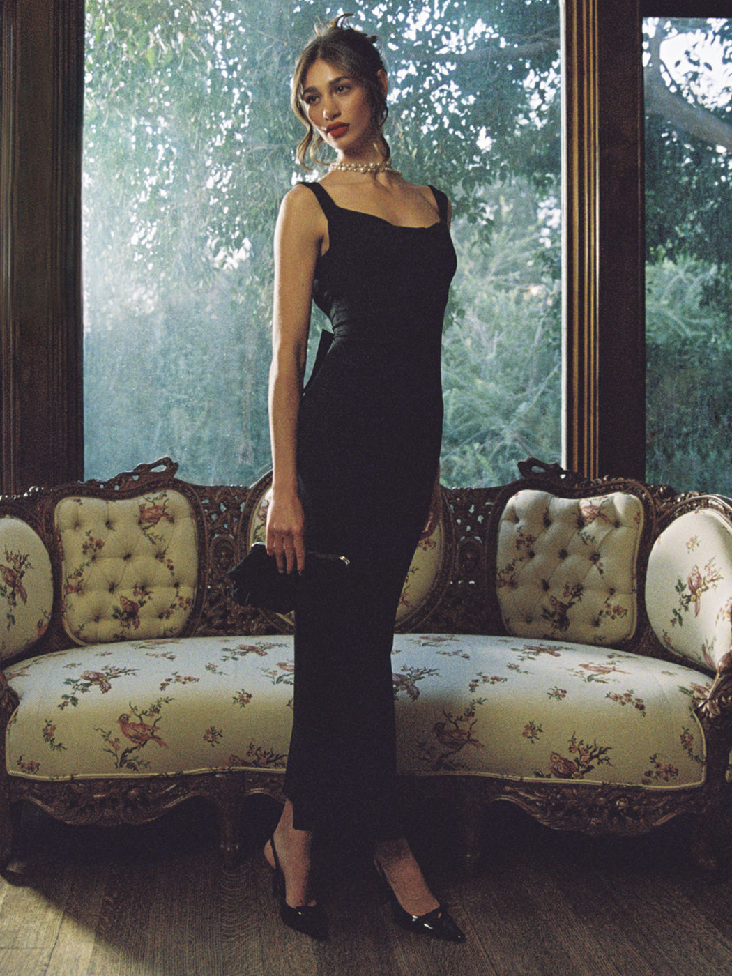 Cowl Neck Bowknot Rückenfreies Maxikleid