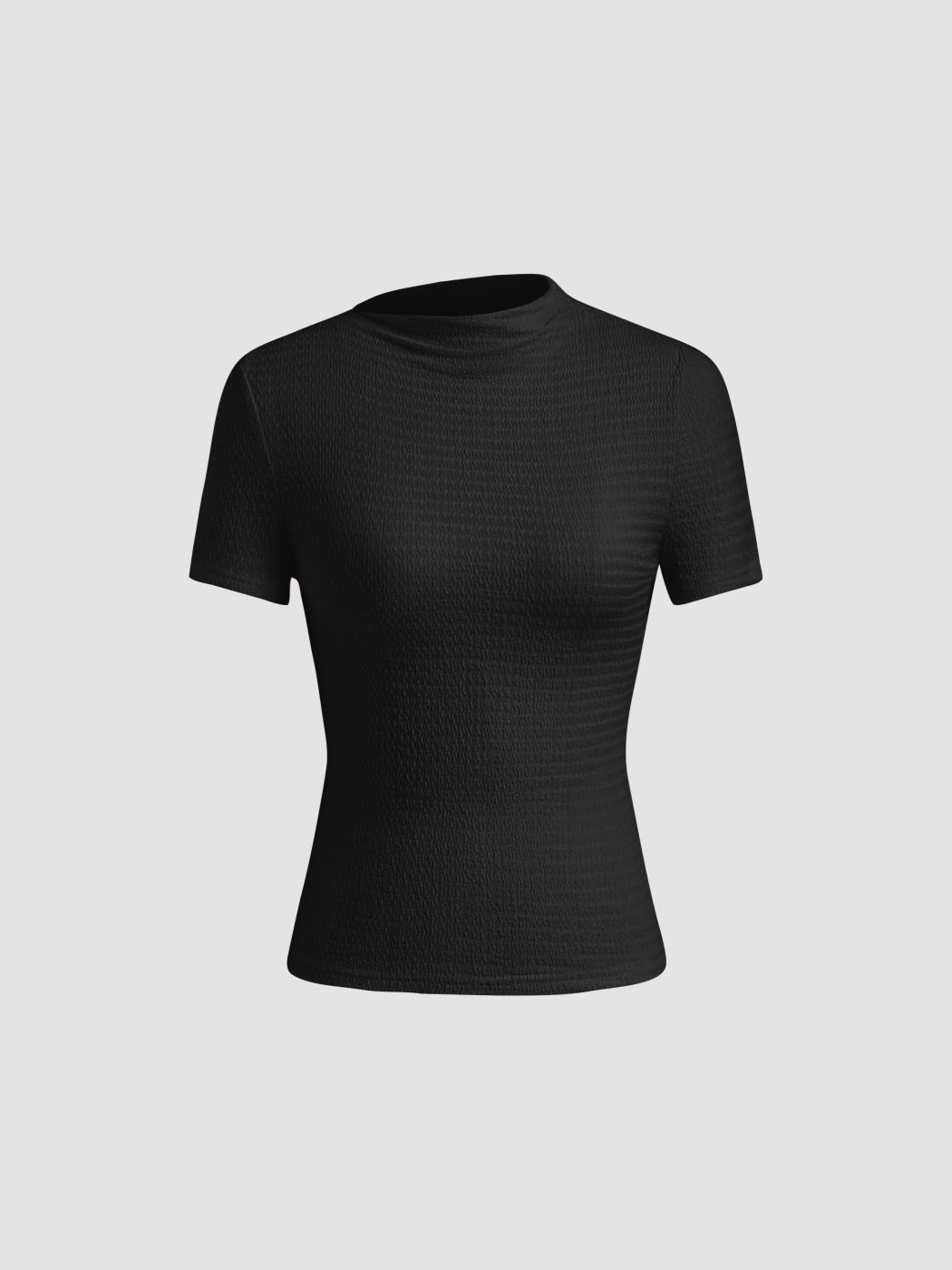 Asymmetrical Neck Texture Short Sleeve Top