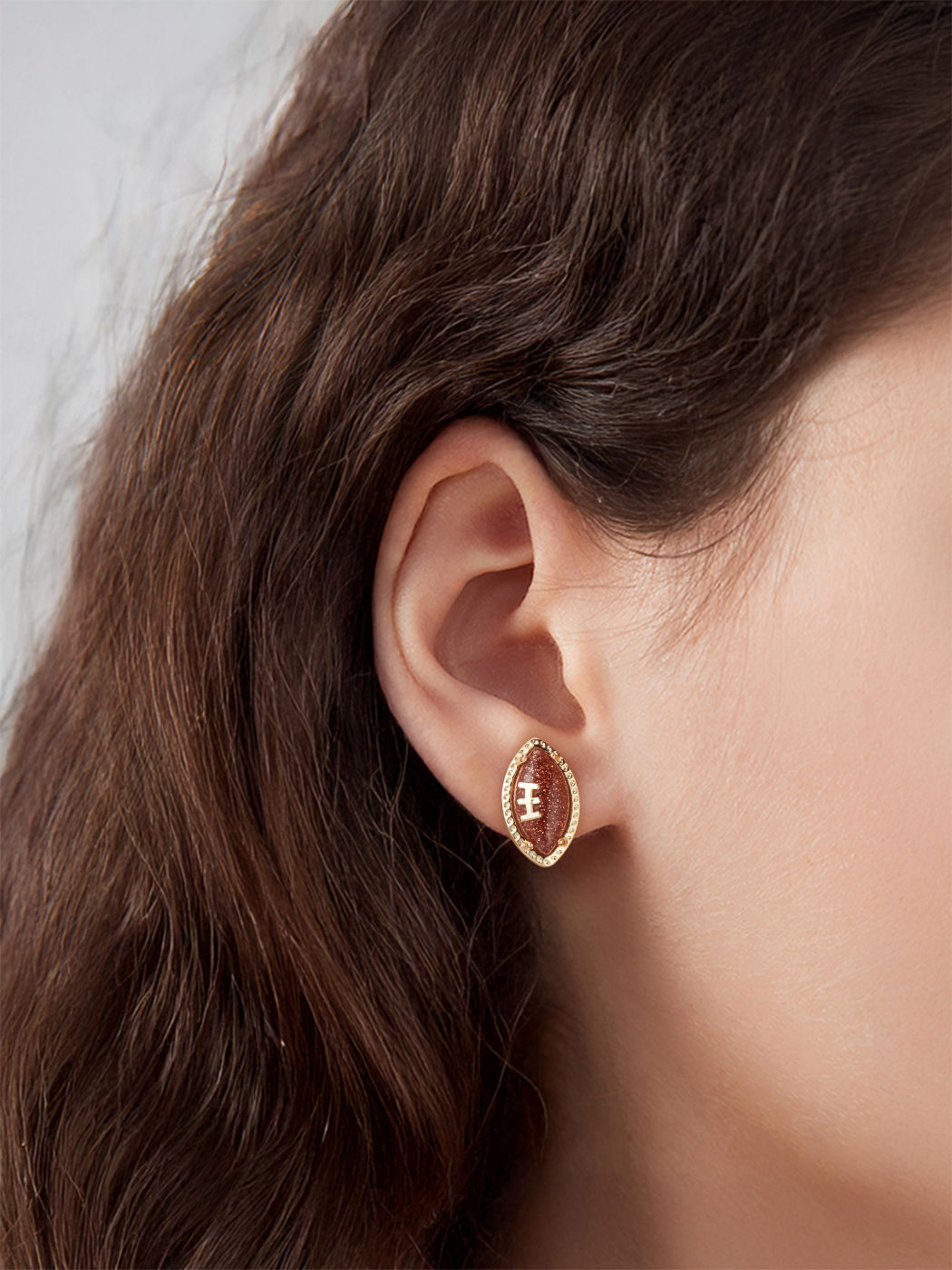 FOOTBALL 14K GOLD PLATED COPPER STUD EARRINGS