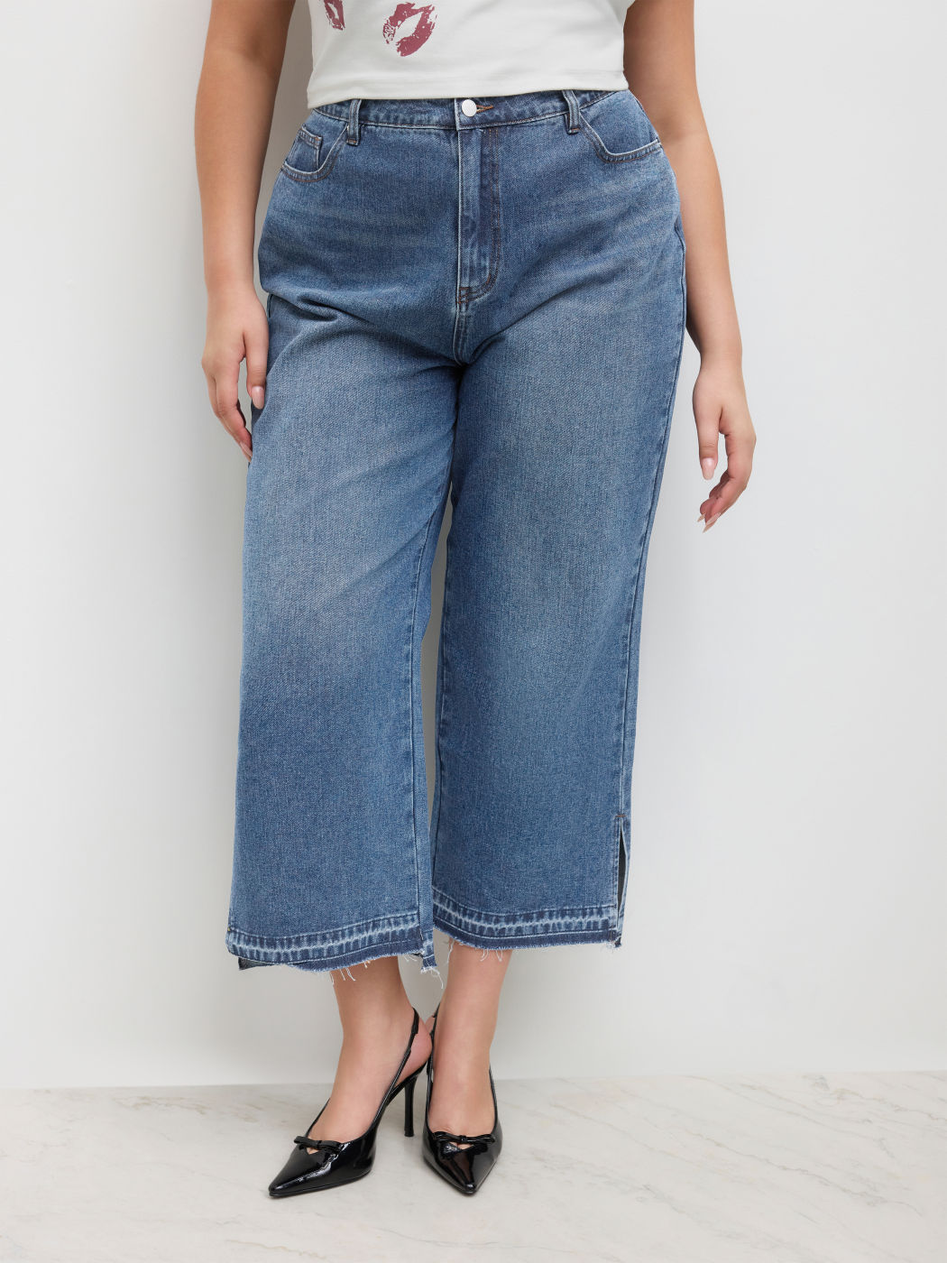 Cider Denim Mid Rise Split Pocket Straight Leg Jeans Kurve & Plus