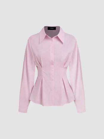 100% Baumwolle Polo Streifen Taille-einengendes Shirt