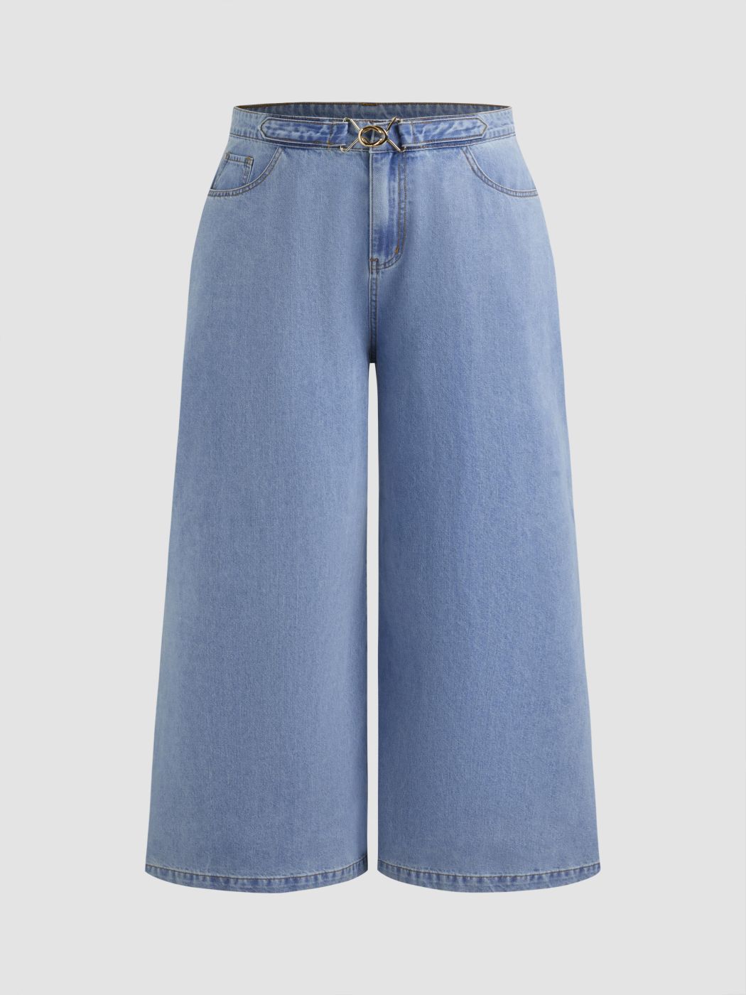 Jeans a gamba dritta con fibbia a vita media in denim Cider Curve & Plus