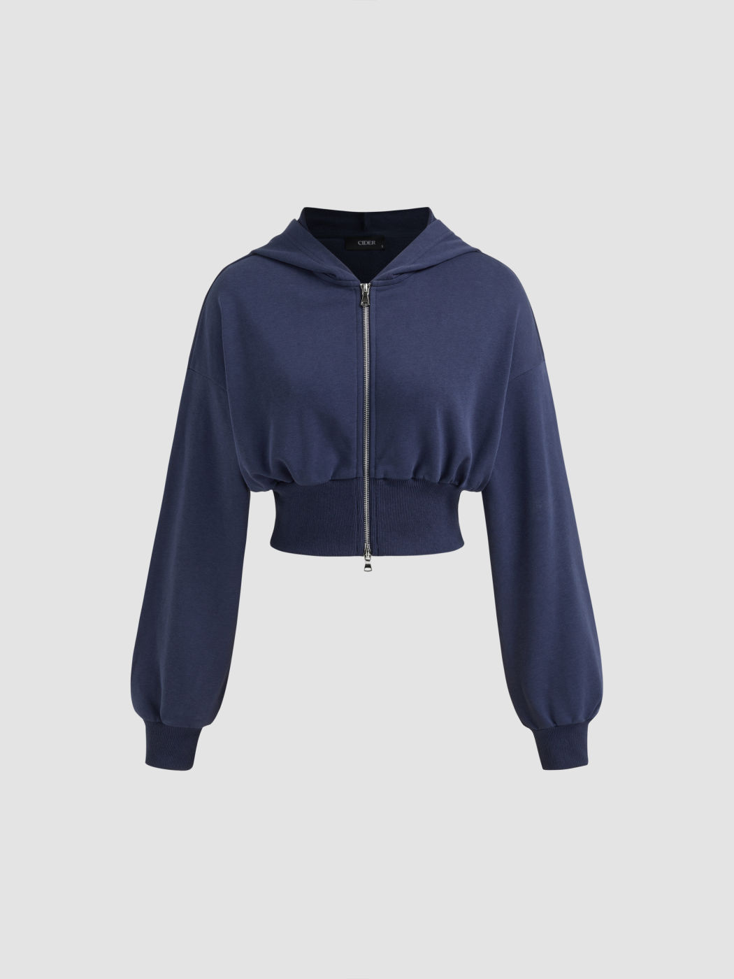 Baumwollmischung Zip-Through Crop Hoodie