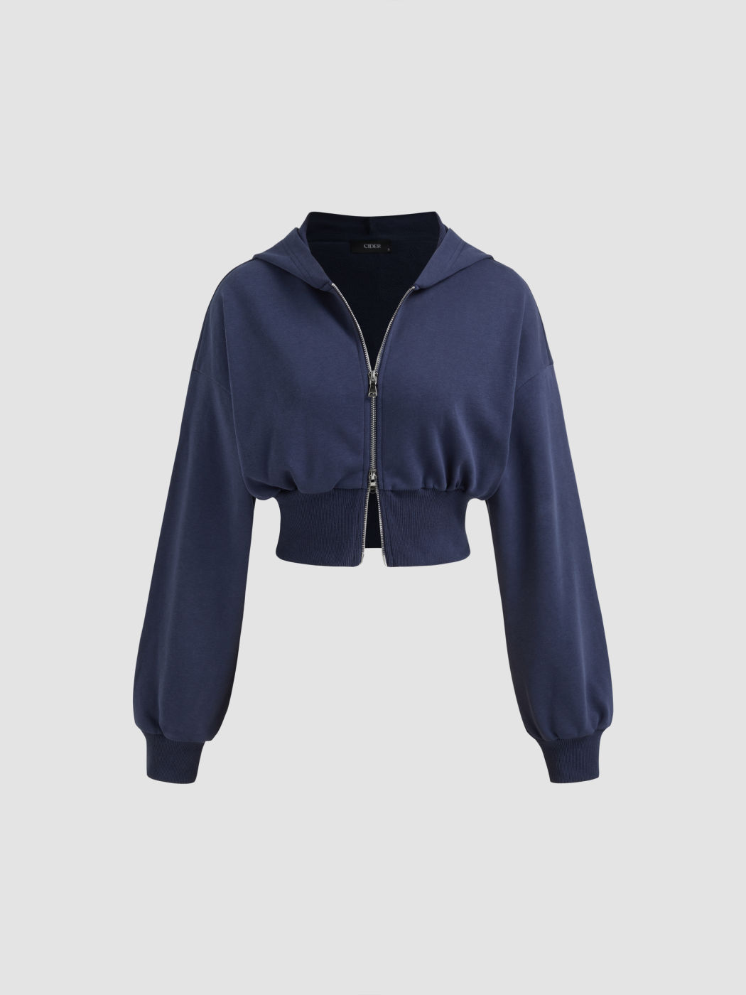 Baumwollmischung Zip-Through Crop Hoodie
