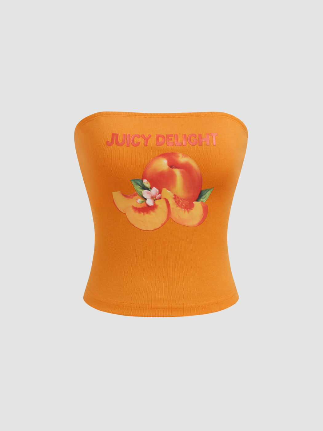 Juicy Delight Peach Graphic Crop Bandeau Top