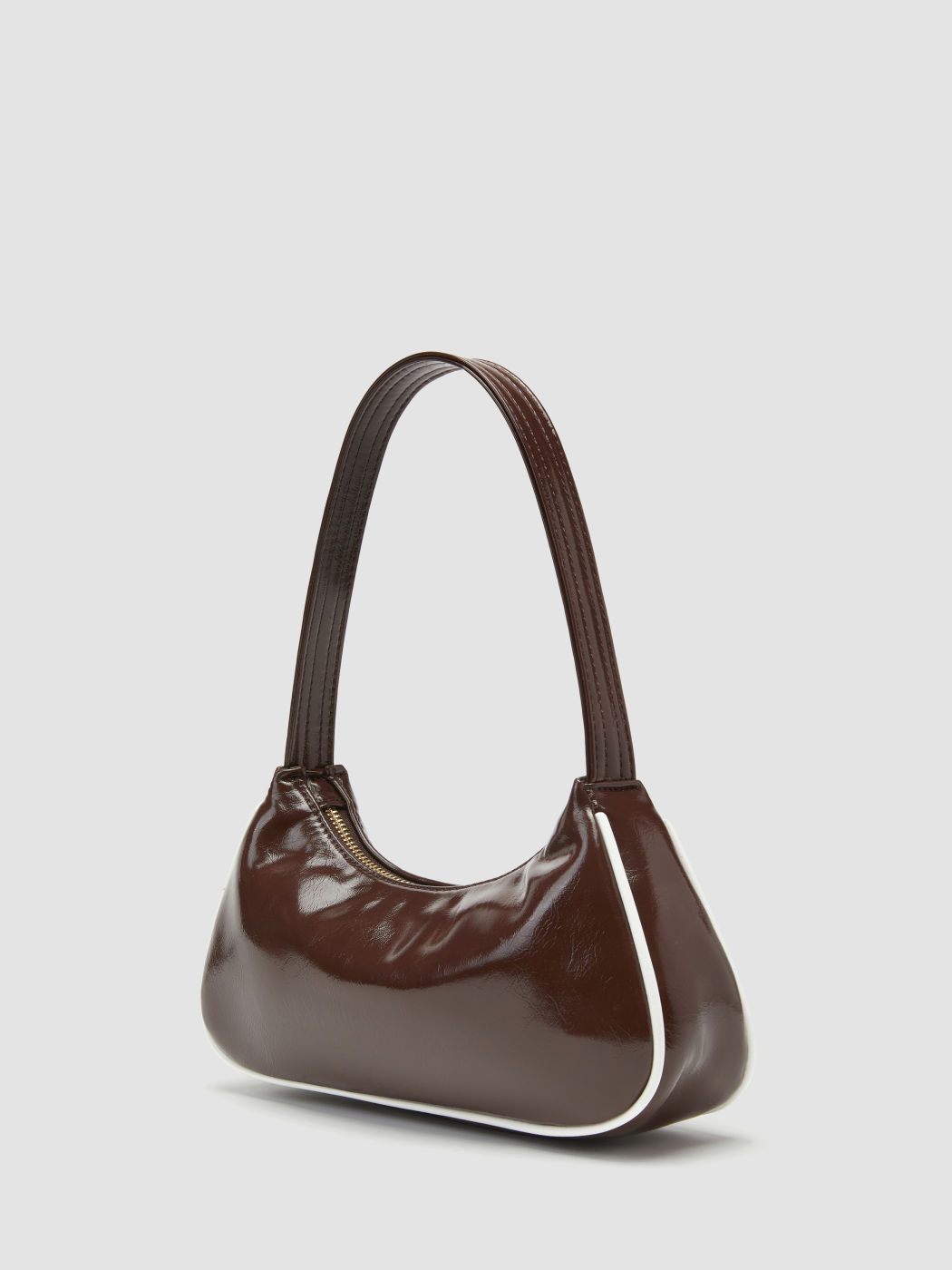 TWO-TONE FAUX LEATHER SHOULDER BAG