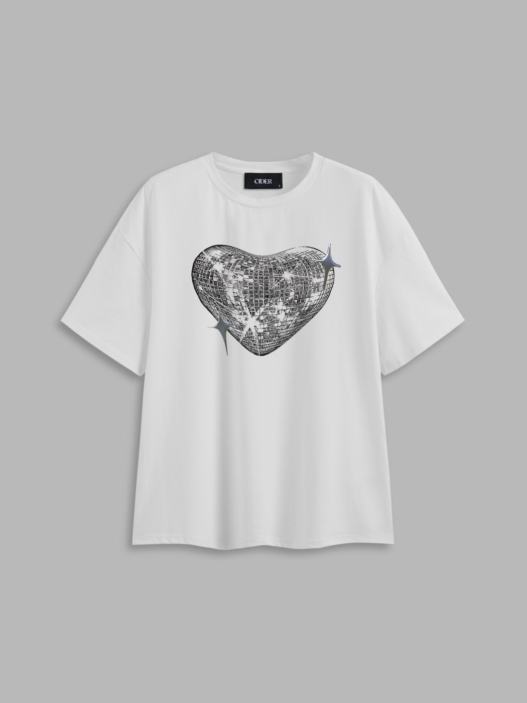 Cotton-blend Heart Graphic Oversized Tee