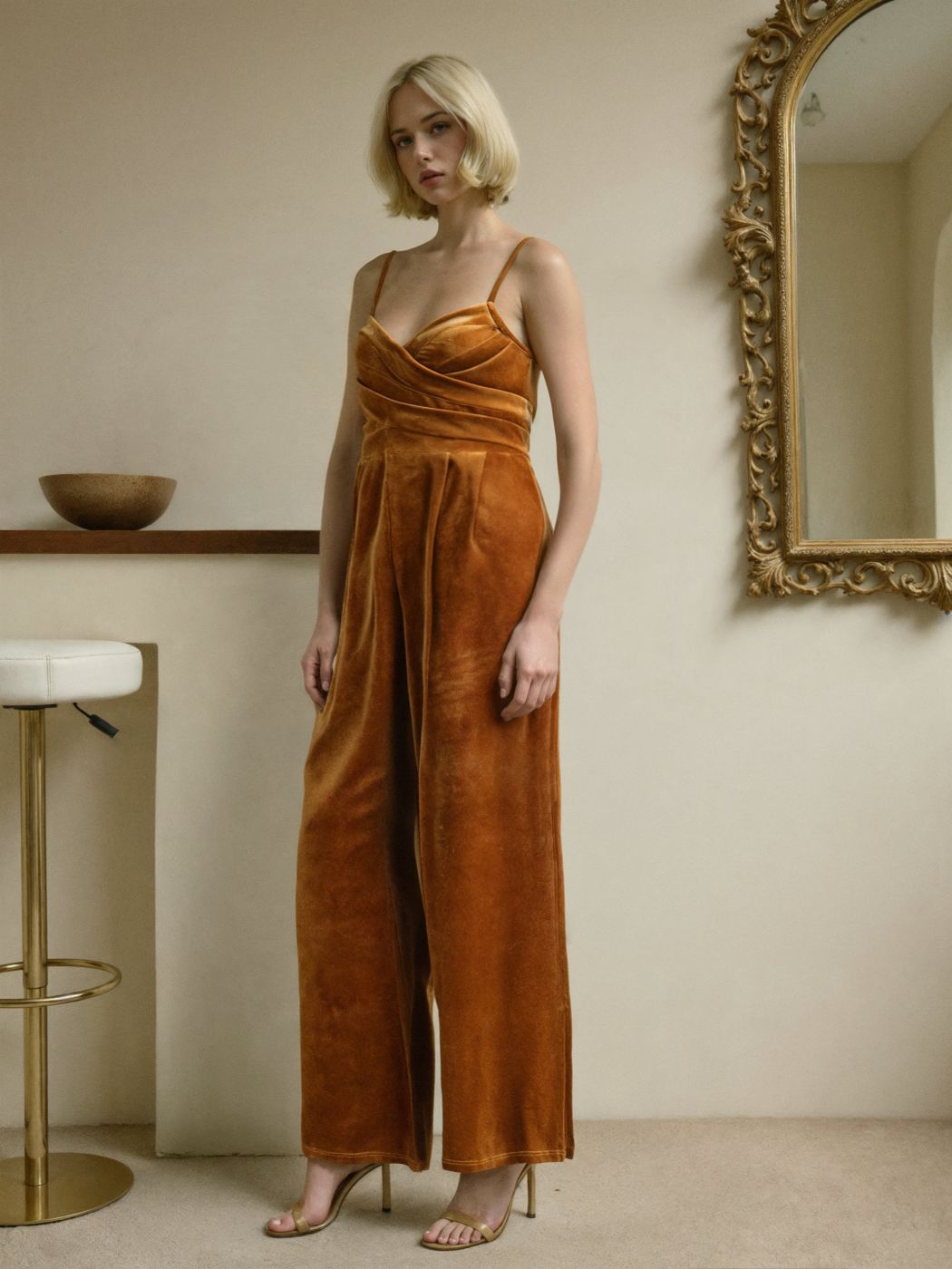 Velvet Solid Cross Weitbein-Overall