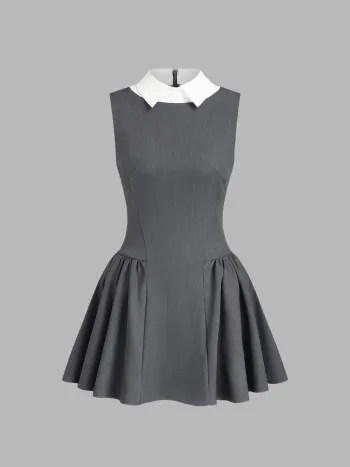 Halter Neckline Knotted Backless Ruffle Mini Dress