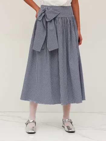 Gingham Rüschen Schleife Maxirock