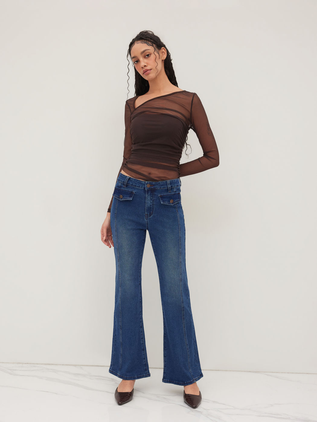 High Stretch Cider Denim Low Rise Flared Jeans