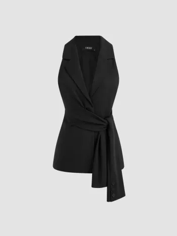 Blazer-Weste mit Kerbkragen und Knoten
