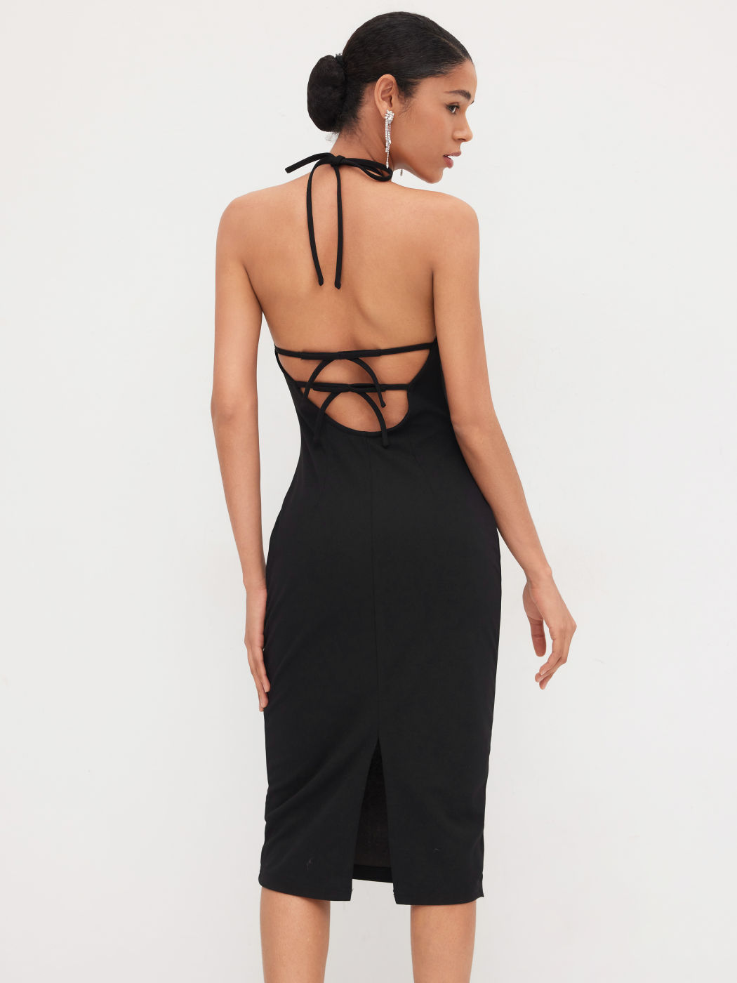 Halter Ausschnitt Rückenfrei Geknotetes Midikleid